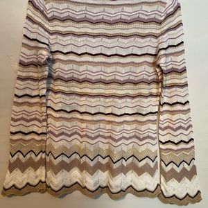 WHBM long sleeve blouse, white and purple